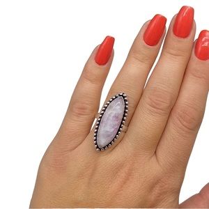 Pink Rainbow Moonstone Sterling Silver Ring